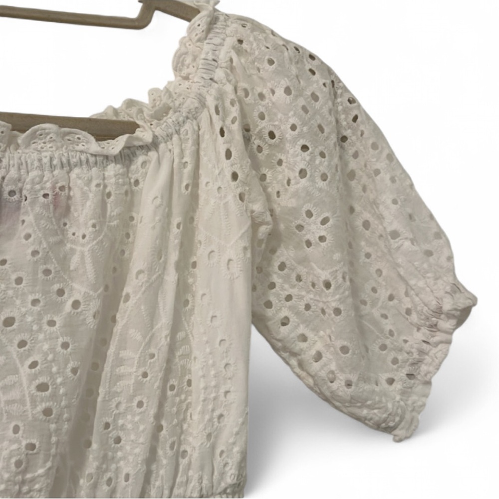 Betsey Johnson Off Shoulder Eyelet Lace Dress White XS - Picture 7 of 12